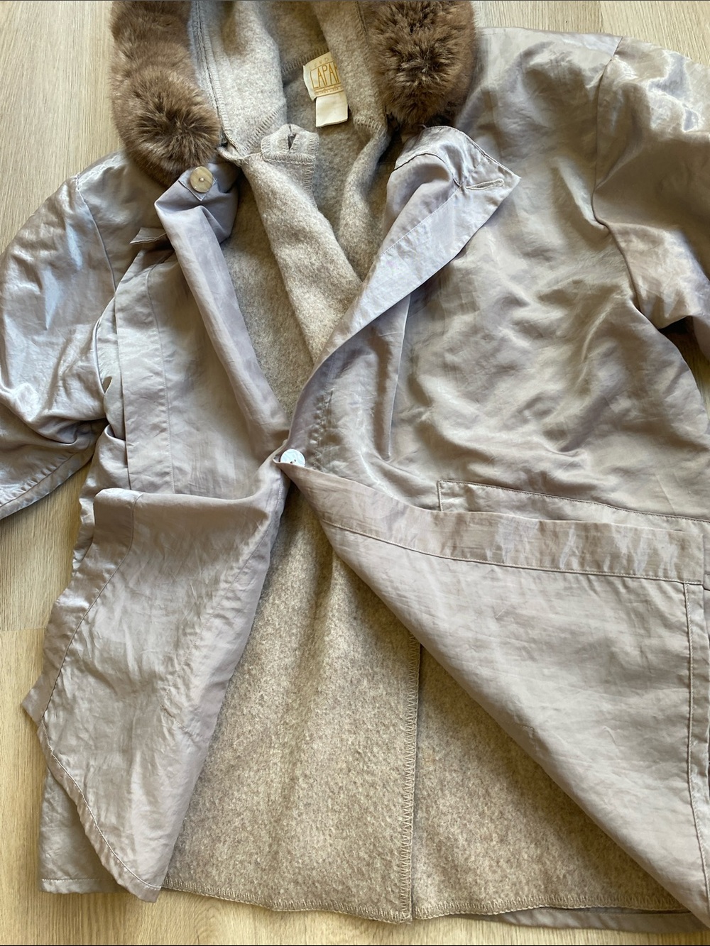 Vintage Linda Lundström La Parka 3-in-1 Coat Heather Grey Taupe Minimalist Small - Picture 8 of 14